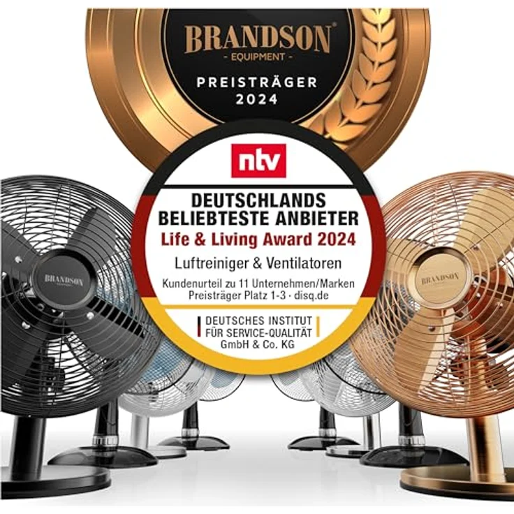 Brandson Tischventilator Design Retro - Ventilator mit 3 Geschwindigkeitsstufen - mobiler Lüfter - – Bild 3