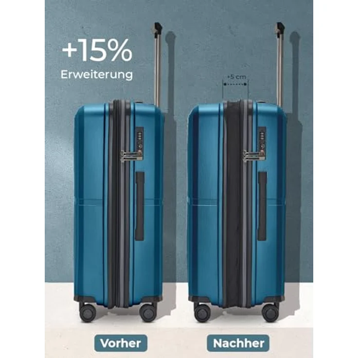 Pactastic Ultraleicht Hartschalen Check-in Koffer | Mittelgroßer Trolley 45 x 26 x 67 cm | von 71 auf 80 Liter erweiterbar nur 3,5 kg, Polypropylen | 4 Doppelrollen & TSA (Collection 01+) – Bild 2