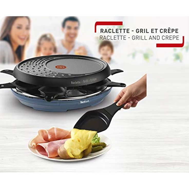 Tefal Raclette Colormania 3-in-1 Raclette für Grill und Crêpe, Antihaftbeschichtung, Easy Plus, 8 Schälchen, spülmaschinenfest, 1050 W, Stahlblau RE310401 – Bild 4
