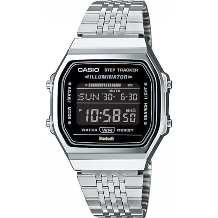 Casio Watch ABL-100WE-1BEF, Vintage Digitaluhr mit Kalenderfunktion und Bluetooth, Silber – Bild 1