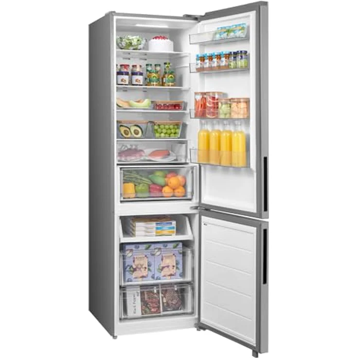 Midea MDRB600MME46 Kühl- und Gefrierkombination Freistehend, 443 l, Edelstahl, SuperCooling, 35 dB – Bild 1