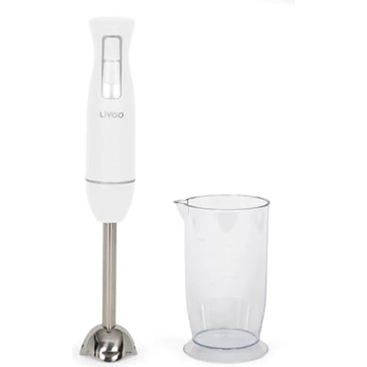 LIVOO Stabmixer DOP245W, 400 W mit rostfreien Stahlklingen und 700 ml Messbecher, weiß