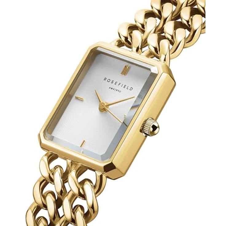 Rosefield Studio Double Chain Gold, Armbanduhr mit Weißem Zifferblatt, 19.5 x 24 mm Goldgehäuse, Wasserdicht bis 3 ATM, Edelstahl – Bild 3