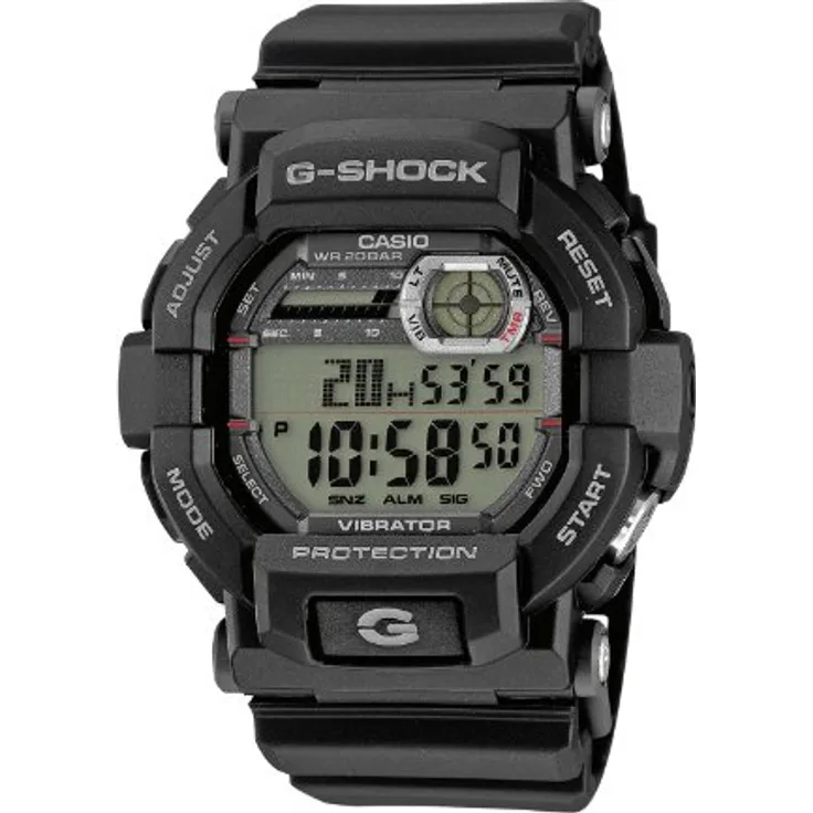 Casio Herren-Armbanduhr GD-350-1ER, XL G-Shock Digital Quarz mit schwarzem Zifferblatt, stoßfest und 20 Bar wasserdicht, mit Weltzeitfunktion und Vibrationsalarm