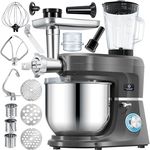 KESSER® K-KM 3000, 3 in 1 Universal Küchenmaschine mit 5,5L Edelstahl-Schüssel, Fleischwolf, Entsafter und Zubehör, 1500 Watt, 6 Geschwindigkeitsstufen, Spritzschutz