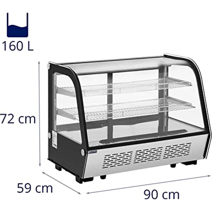 Royal Catering 3-stöckige verglaste Kühlvitrine RCCC-160ST, 160 l, Edelstahl, digitale Temperatureinstellung 2-10 °C, LED-Beleuchtung – Bild 6