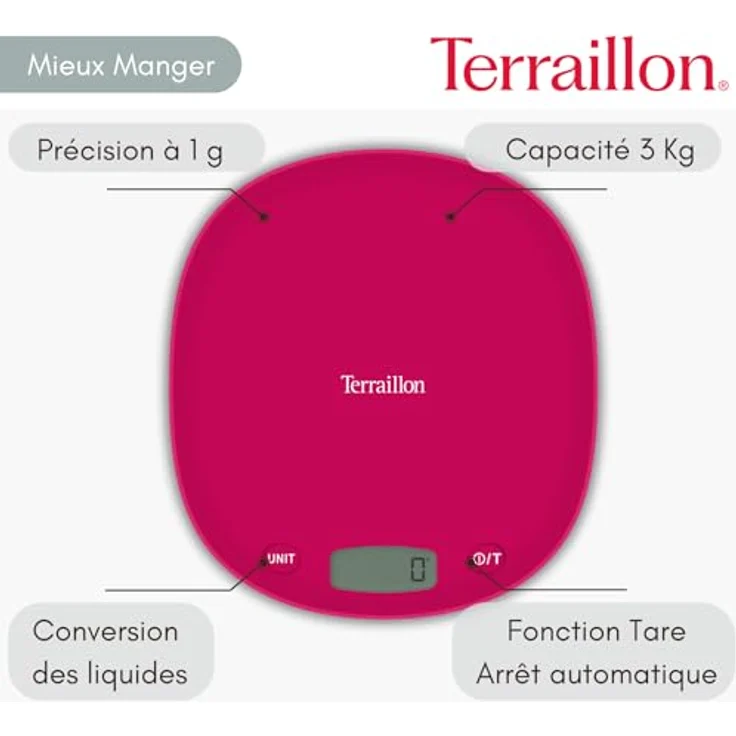 Terraillon 14133 Macaron One Küchenwaage, kirschrot – Bild 3