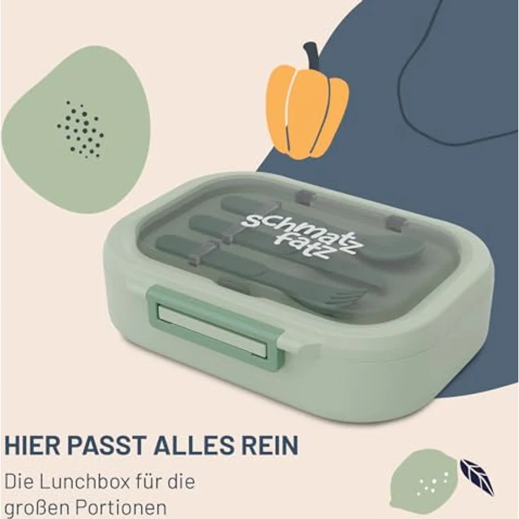 Klarstein Bunko Lunchbox 3 Fächer mit 3-tlg. Besteck, luftdicht und spülmaschinengeeignet, 21 x 14,5 x 5,5 cm – Bild 2