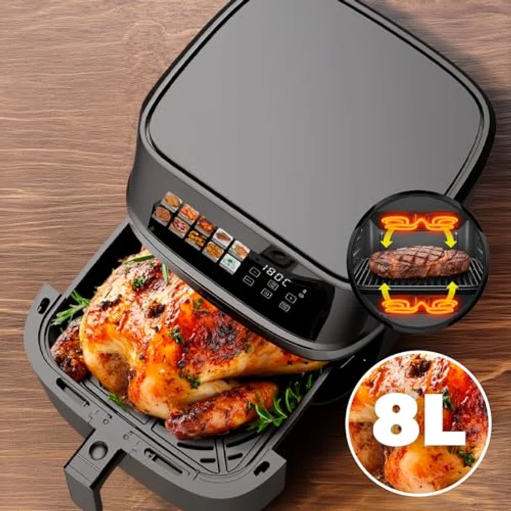 Fagor Naturfry Luxe, Luftfritteuse mit 2200 W, 8 l Fassungsvermögen, Touch-Bedienfeld mit 10 Funktionen, Temperaturregelung 80-200 °C – Bild 4