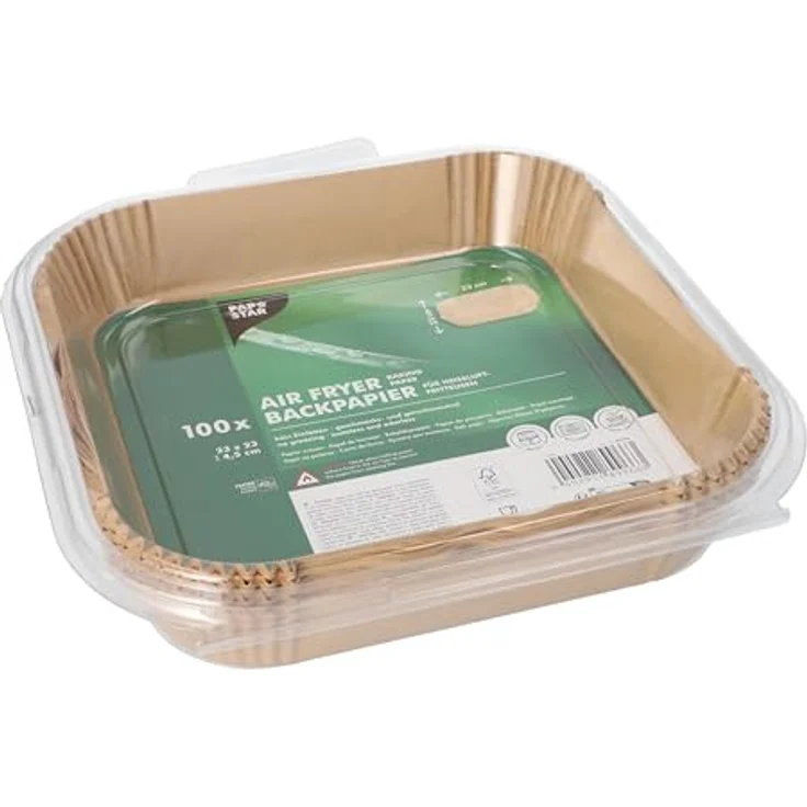 PAPSTAR 100 Backpapiere 23 cm x 23 cm x 4,5 cm braun für Heißluftfritteusen – Bild 2