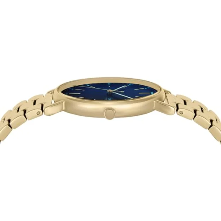 Skagen Signatur Herrenuhr, Quarz-Dreizeigerwerk mit goldenem Edelstahlarmband und blauem Zifferblatt, wasserdicht bis 50 m – Bild 5
