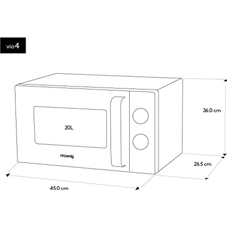 H.Koenig VIO4 Mikrowelle mit Grill, Standgerät, 20 Liter Garraum, 700 Watt, Auftauen – Bild 7
