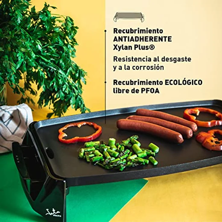 Jata Gr195 Elektrischer Tischgrill, Antihaftbeschichtung, 2.200 W, Schwarz – Bild 3