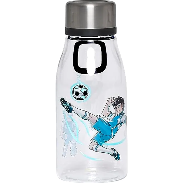 BECKMANN, Trinkflasche 400ml Magic League, für Kinder, mit simplem Schraubverschluss, 1. Klasse, Grundschule, Black