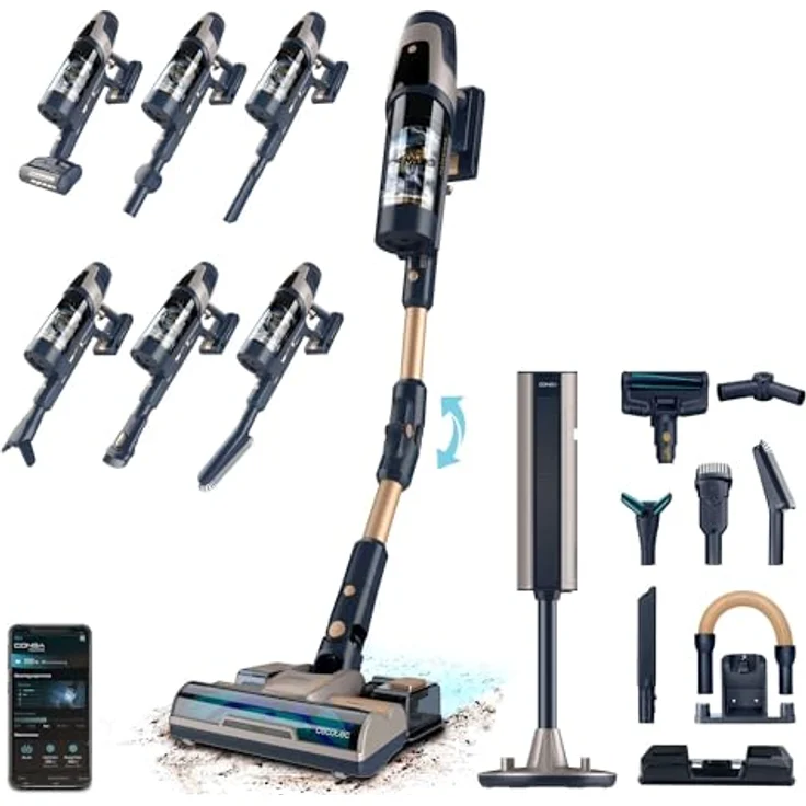 Cecotec RZ90 AI AquaPet Flex Connected, Stielstaubsauger mit Selbstentleerungsstation, 310 AW, 850 W, flexibles Saugrohr, App-Steuerung, herausnehmbarer Wassertank und Tierbürste – Bild 1