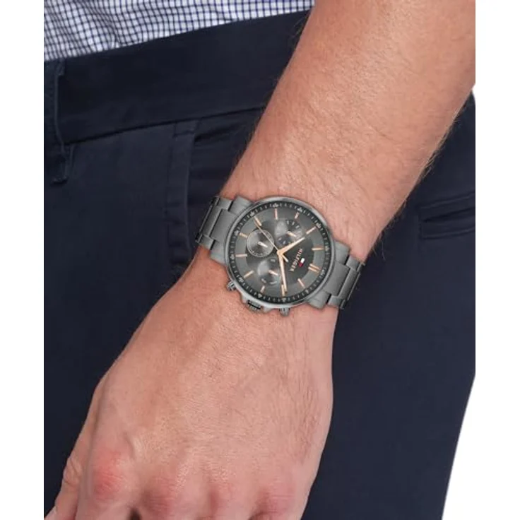 Tommy Hilfiger Multifunktionsuhr TYSON 1710711, Quarzuhr für Herren mit Edelstahlarmband, analog, Datum, stilvolles Design – Bild 2