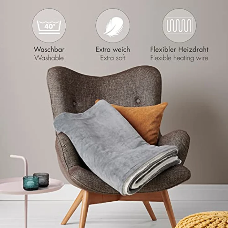 Promed Heizdecke mit Abschaltautomatik, XXL Wärmedecke ca. 180 x 130 cm, Kuschelheizdecke KHP-2.3G mit 10 Heizstufen & Timer, Heizdecke elektrisch & weich – Bild 4
