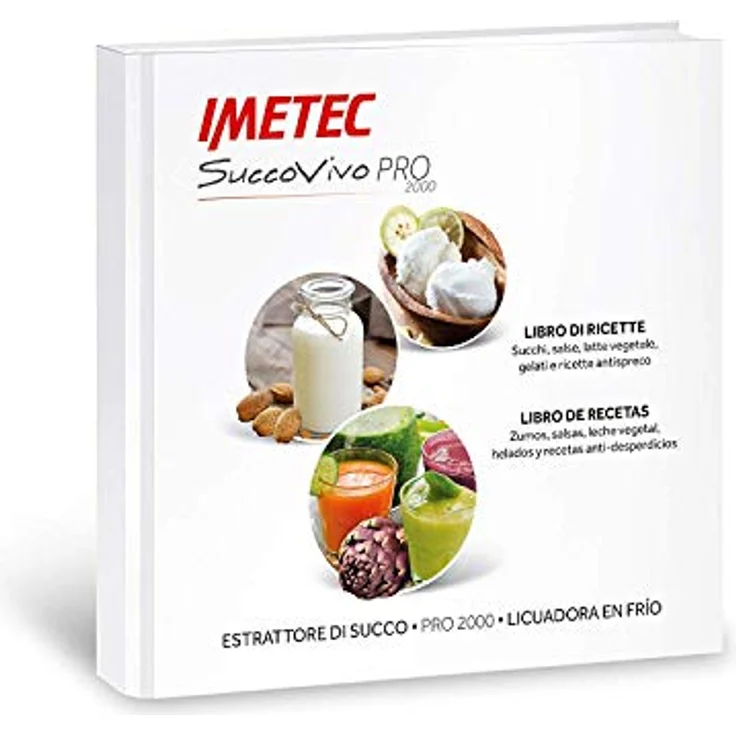 Imetec Succovivo Pro 2000 Professioneller Kalt Entsafter mit langsamer Presse, 48 U-min, 2 Filter für Saft, Zubehör für Granite und Sorbetti, Set für Schönheitsmasken mit zwei Rezeptheften – Bild 10