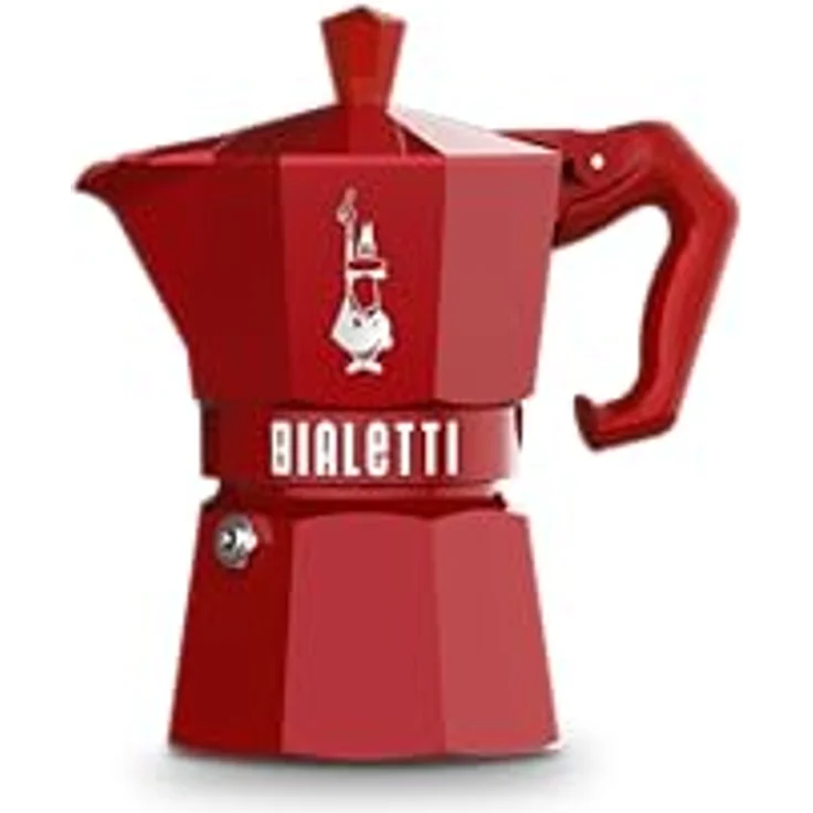 BIALETTI MOKA EXCLUSIVE, Espressokocher aus Aluminium für 3 Tassen, rot, induktionsgeeignet, leicht zu reinigen, mit ergonomischem Griff – Bild 1
