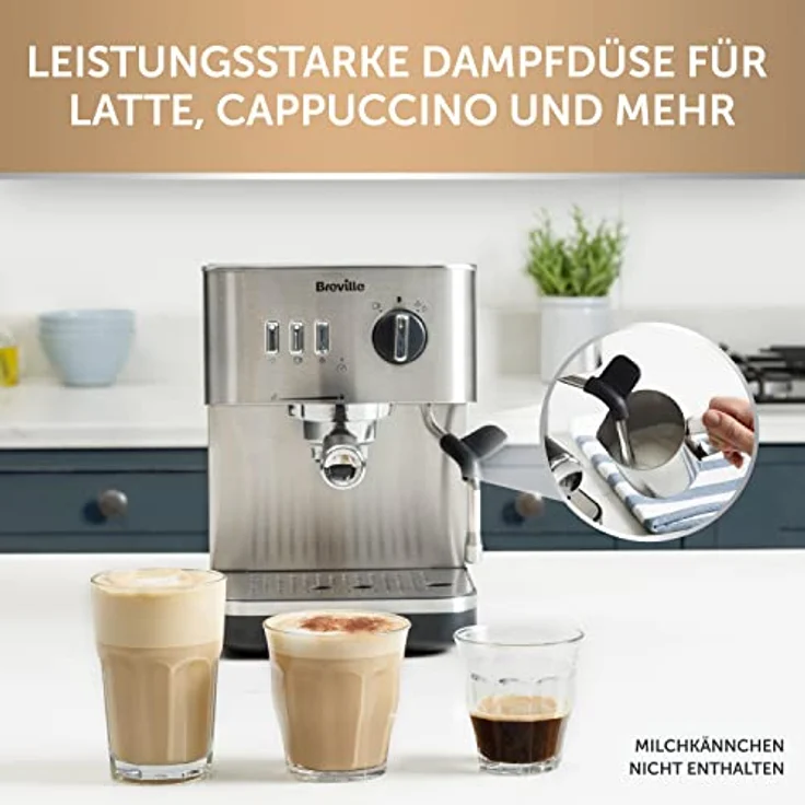Breville Bijou Barista VCF149X, Automatische Espressomaschine mit 15-Bar-Pumpe, Dampfdüse für mikroschaumige Milch, Silber – Bild 5