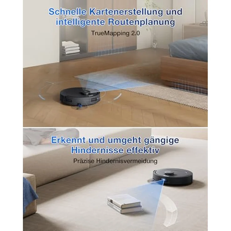 ECOVACS DEEBOT T30e Omni, Staubsauger Roboter mit Wischfunktion, 25.000 Pa Saugkraft, ZeroTangle 3.0, 75°C Moppwäsche, Schwarz – Bild 5