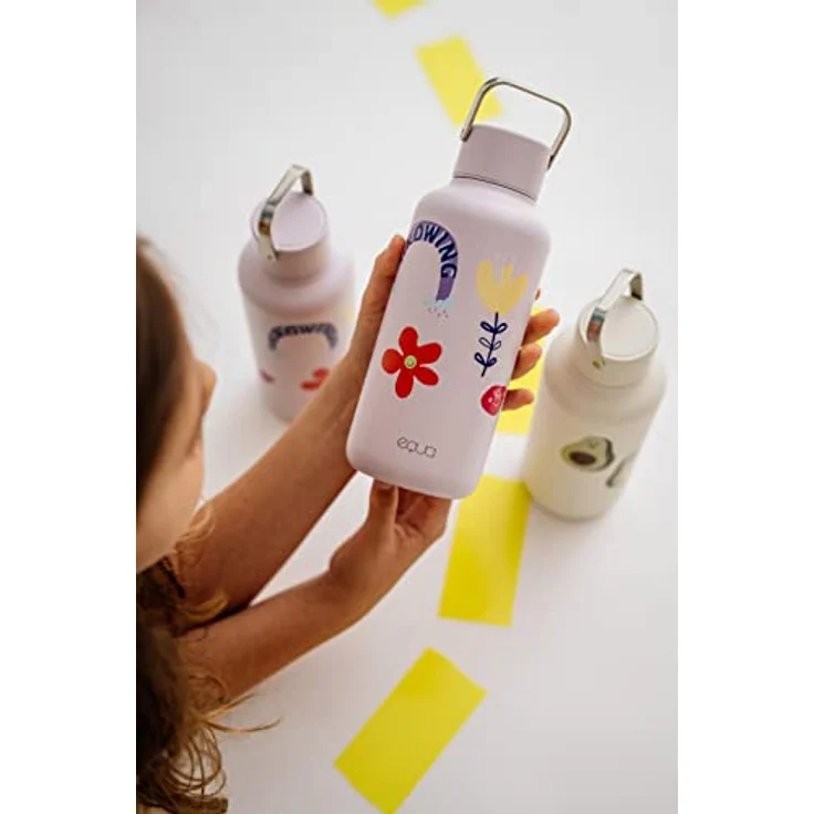 equa Trinkflasche Timeless FLWR, 600 ml Edelstahl, extra leicht und robust im schlichten Design – Bild 4