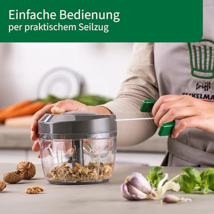 Chefkoch Multi-Zerkleinerer 5-teilig – Schneider für Gemüse, Obst, Kräuter & Nüsse – Inklusive Mix-Einsatz zum Verrühren und Aufschlagen von Flüssigkeiten – Bild 4
