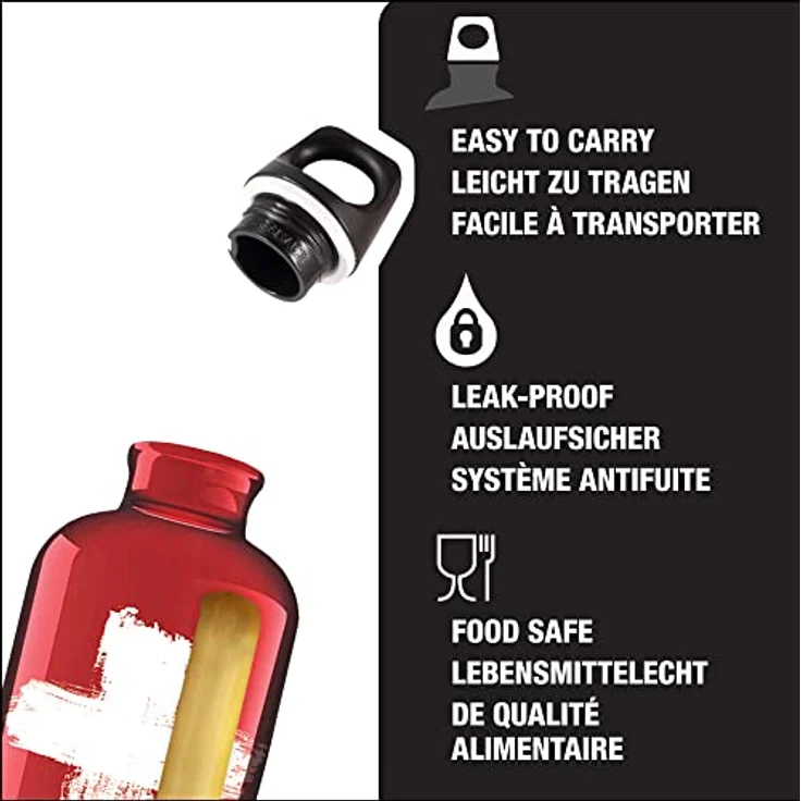 Sigg Swiss Red, Wandern Trinkflasche, 0.6 L, BPA Frei, Aluminium, Rot – Bild 3