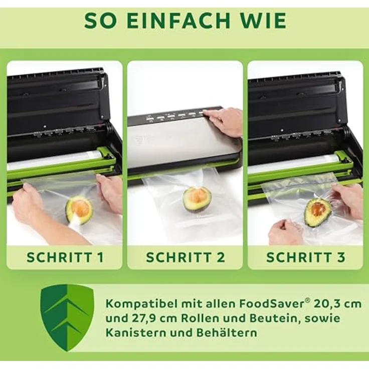 Foodsaver FFS005X Folienschweißgerät, Edelstahl, Schwarz – Bild 4