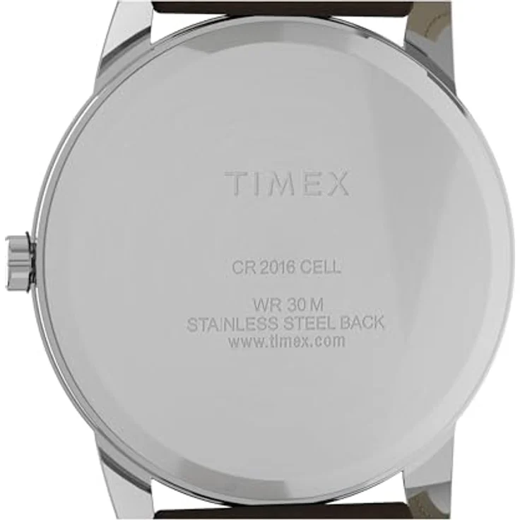 Timex Easy Reader 35mm, Analog Uhr mit Datum, Indiglo Light und schwarzem Lederarmband – Bild 4
