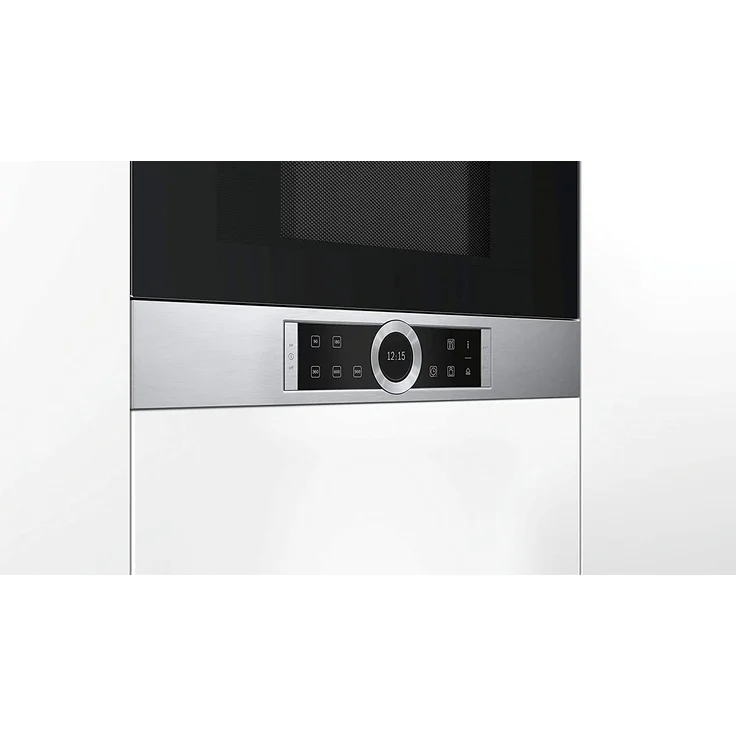 Bosch BFL634GS1 Serie 8 Mikrowelle, Einbaugerät, 900 Watt, 21 Liter Garraum, Türanschlag Links, 7 voreingestellte Automatikprogramme, automatische Leistungsstufe nach Gewicht, Edelstahl – Bild 2