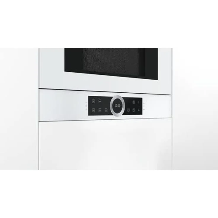 Bosch BFL634GW1 Serie 8 Mikrowelle, Einbaugerät, 900 Watt, 21 Liter Garraum, Türanschlag Links, 7 voreingestellte Automatikprogramme, automatische Leistungsstufe nach Gewicht, weiß – Bild 3