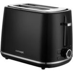 Concept TE2075 Elektrischer Toaster, 930W, 7 Bräunungsstufen, Auftau-/Aufwärm-/Sofortheizfunktion, Automatischer Brotauswurf und Abschaltung, Schwarz
