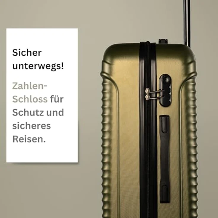 NOWI Las Palmas Koffer L, 59L Ultraleicht-Hartschalenkoffer mit 8 drehbaren Rollen, wasserabweisend, metallic grün – Bild 5