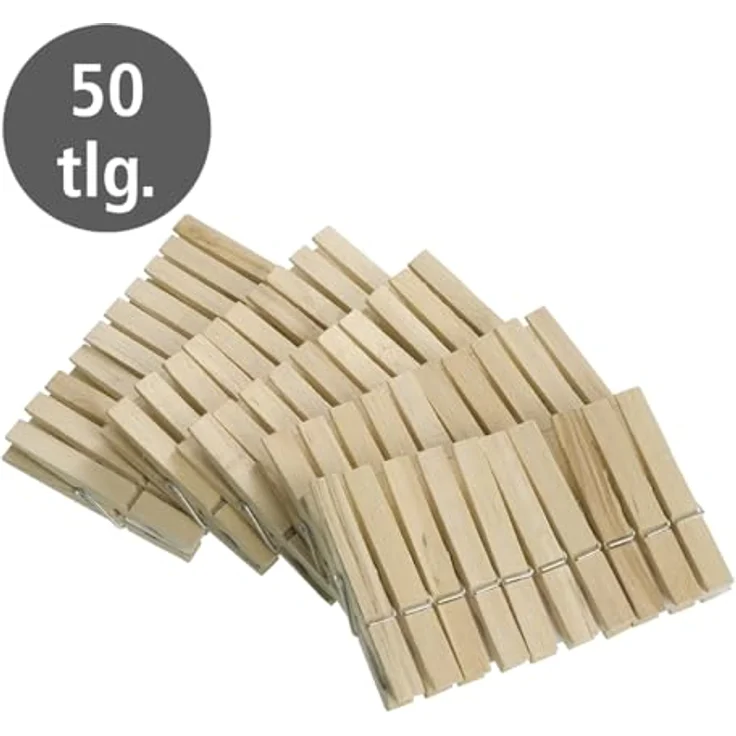 Wenko 50 Wäscheklammern aus FSC zertifiziertem Holz, umweltfreundliche Holzklammern, Klammern zum Basteln und Dekorieren, je 7 cm, natur – Bild 3