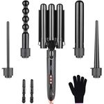 Lalano`S Cosmetics Lockenstab 5 in 1 Multifunktion Lockenstylist, Glaskeramik-Turmalin-Beschichtung, LCD Display mit Gradanzeiger, Kosmetikbehandlungsgerät