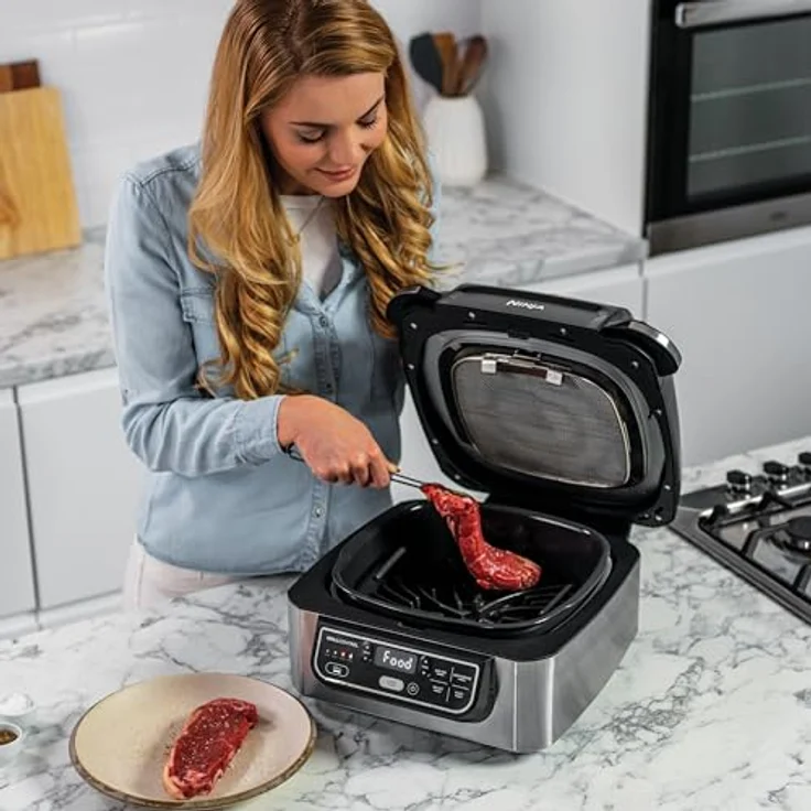 Ninja AG301EU Foodi Grill & Luftfritteuse, 4 Portionen, 1760 W, keramische Antihaftbeschichtung, schwarz – Bild 6