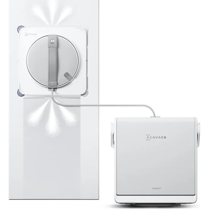 ECOVACS WINBOT W2S Omni, Fensterputzroboter mit TruEdge™-Technologie, 6-in-1-Multifunktionsstation, 3 Wasserdüsen, 12-stufiges Schutzsystem, schwarz
