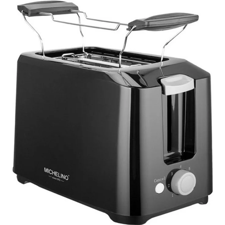 Michelino Toaster 2 Scheiben Toaster mit Brötchenaufsatz Schwarz, 700 W, mit 7 Bräunungsstufen