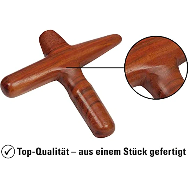Sport-Tec Asiatisches Wellness-Massagekreuz aus Holz, einteilige Massagehilfe mit 4 Druckspitzen, Hartholz, ca. 11x10 cm – Bild 5