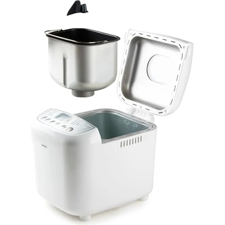 DOMO B3976 Brotbackautomat 500-750-1000gr - 17 Programme - inkl. glutenfreiem Programm mit Timer u. LCD-Display mit Warmhaltefunktion, Weiß/Silber – Bild 5