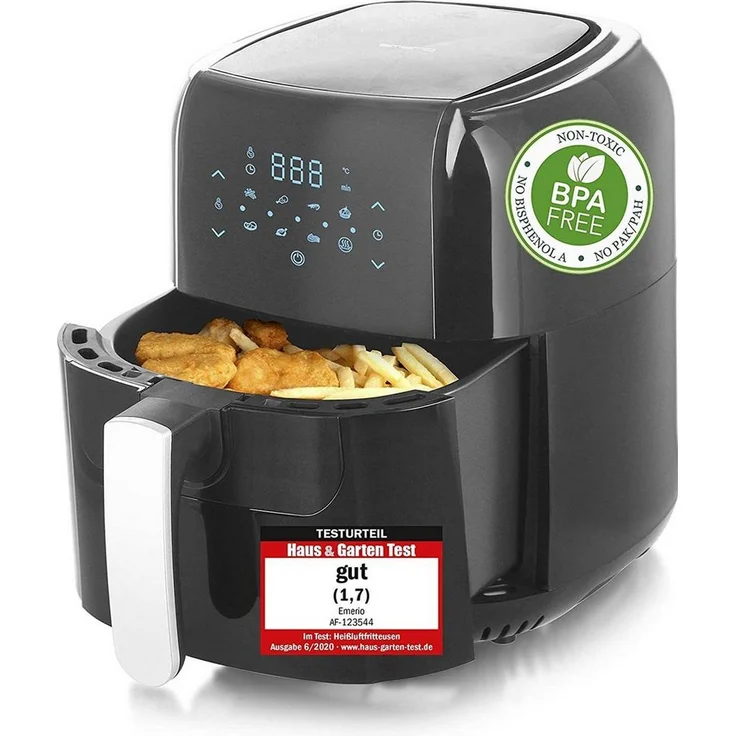 Emerio Heißluftfritteuse AF-123544.7 Family XXL mit 5,5L Volumen, 1400 W, Digitale Bedienung und Cool Touch Gehäuse – Bild 1