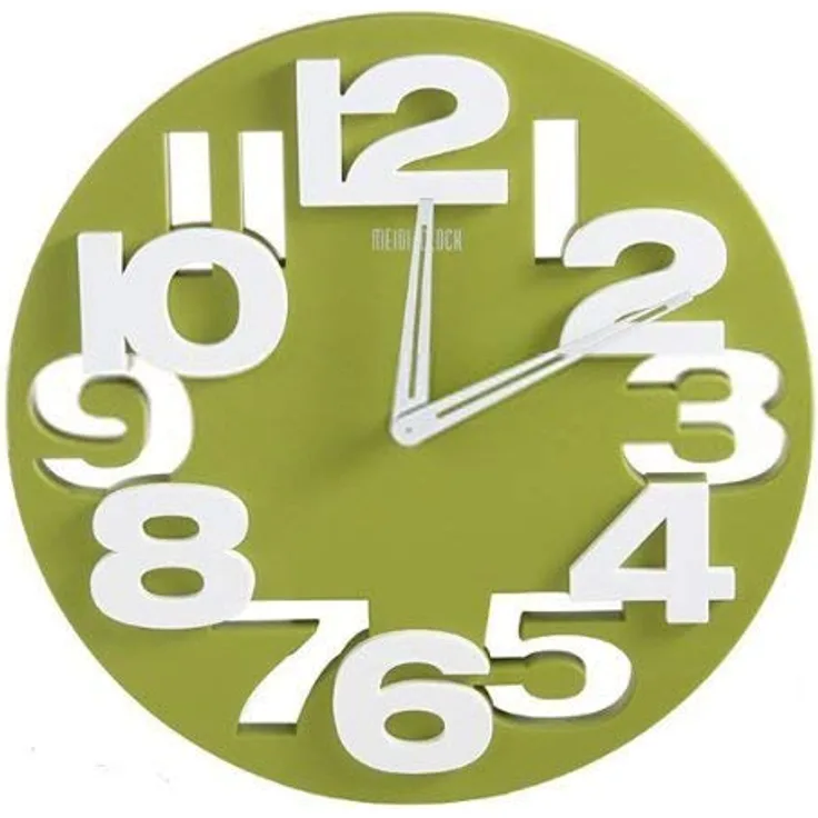 GMMH 3 D Design Moderne Wanduhr 8808 Küchenuhr Baduhr Bürouhr Dekoration ruhig (grün weiß)