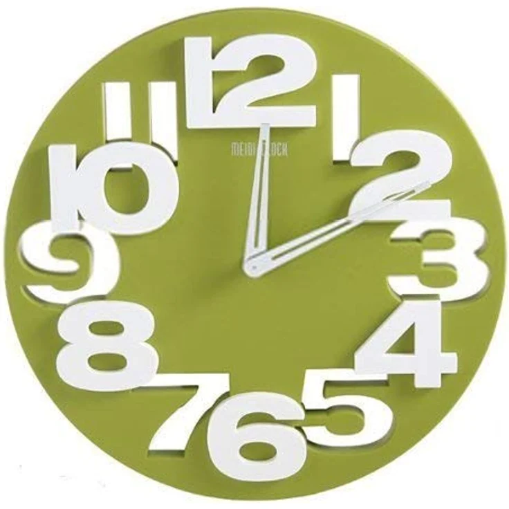 GMMH 3 D Design Moderne Wanduhr 8808 Küchenuhr Baduhr Bürouhr Dekoration ruhig (grün weiß) – Bild 1