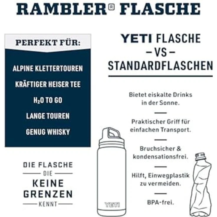 YETI Rambler Flasche mit Chug-Verschluss, Edelstahl 18/8, navy, 532 ml, doppelwandige Vakuumisolierung, 100% leakproof, spülmaschinenfest – Bild 6