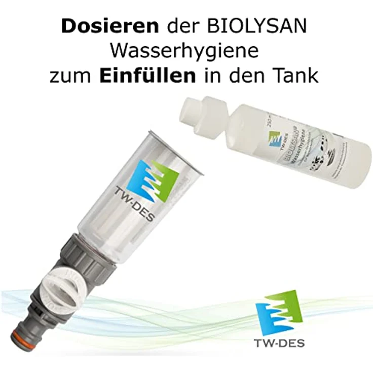 TW-DES Befüllfilter "ECONOMY" mit Absperrhahn, transparenter Feinfilter für Wohnmobil, Caravan, Boot und Yacht – Bild 5