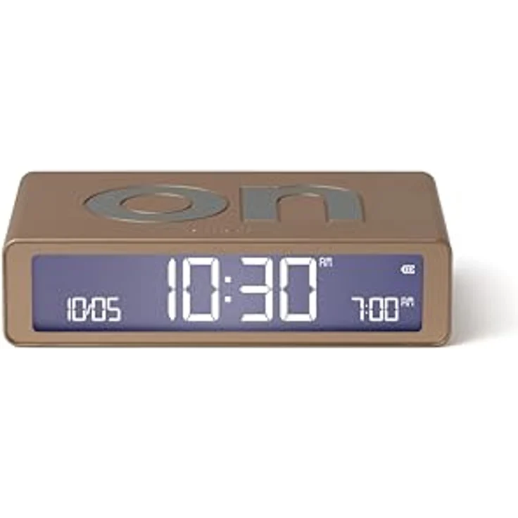 Lexon Flip Classic, Digitaler Wecker mit umkehrbaren EIN/Aus-Seiten, wiederaufladbar, LCD-Display, Berührungssensor für Schlummer- und Lichtfunktion – Gold – Bild 1