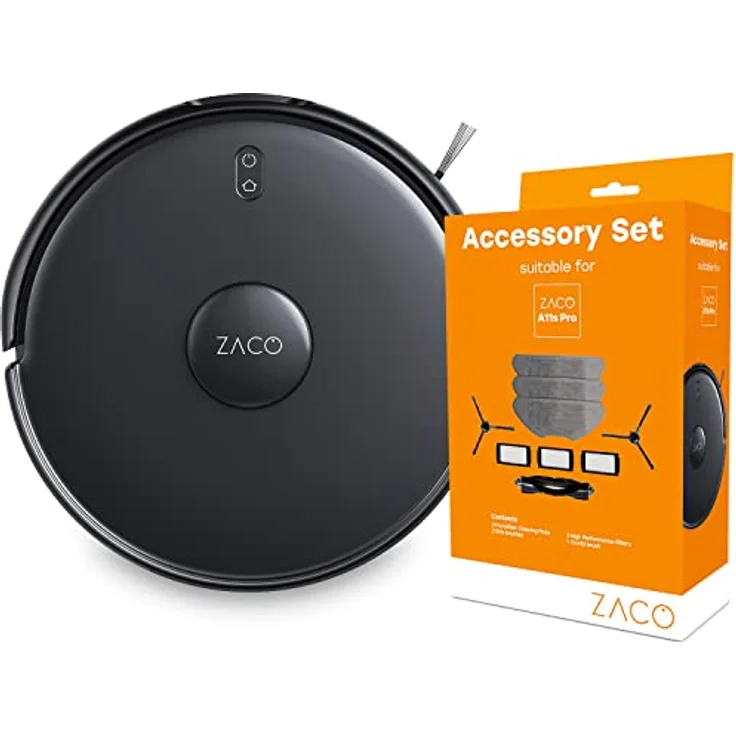 ZACO A11s Pro original Zubehör Set für Saugroboter und Wischroboter, Ersatzteile inkl. Feinpartikel Filter, Seitenbürsten, Wischtücher & Hauptbürste – Bild 3