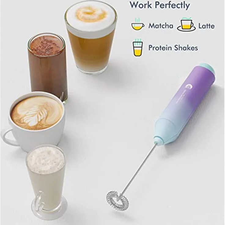 New England Stories Handheld Foam Maker, leistungsstarker Milchaufschäumer für Kaffee, Cappuccino, Latte, Matcha und heiße Schokolade, Ergonomisches Design, mit Ständer, Nordlicht – Bild 4