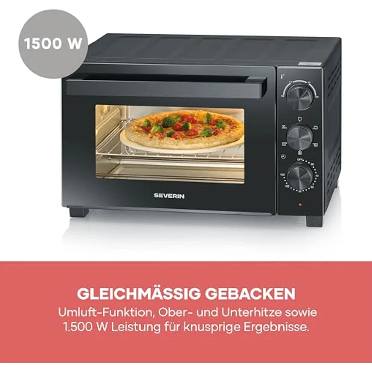 Severin TO 9020 Minibackofen, elektrisch mit Grillfunktion, 1600 W, schwarz – Bild 6